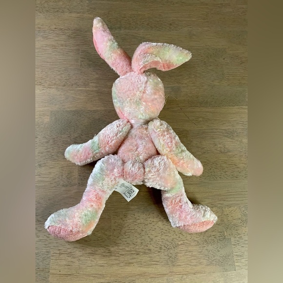 Fiesta Cuddle Plush Tie-Dyed Rabbit Pink Green Yellow Bunny Ear Tip to‎ Toe 11" - Picture 3 of 6